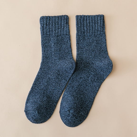 VONCOS Womens Winter Crew Socks, Thermal Heathered Knit Boot Socks for Women - Soft Ribbed Cuff Casual Everyday Socks, Navy (1 Pair),Size Free Size