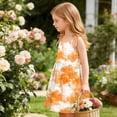 thumbnail image 3 of WAVSUF Girls Casual Cami Dresses Tie-Dye Sleeveless Adjustable Strap Lightweight Soft Kids 2026 Summer Trendy Sundress Orange Size 8, 3 of 9
