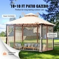 thumbnail image 6 of Patio Gazebo for 6-8 Person, 10 x 10 FT Backyard Gazebo, with Mosquito Netting, Metal Frame, and PU Coated 180G Polyester, Outdoor Canopy Shelter for Patio, Backyard, Lawn, Garden, Deck, 6 of 11