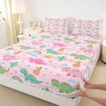 thumbnail image 4 of Erosebridal Cartoon Dino Bed Sheets For Girls,Kawaii Dinosaur Green Cactus King Sheets For Girl 4 Pieces, 4 of 6