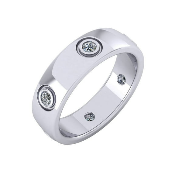 Natural 0.5Ct Round Cut Diamond Domed Bridal Anniversary Wedding Eternity Band Ring 14k Gold GH SI1