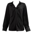 thumbnail image 3 of Womens Satin Silk Shirts Long Sleeve V Neck Lace-Up Blouse Casual Loose Dressy Business Work Office Tunic Tops apricot XXL, 3 of 4