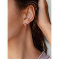 thumbnail image 2 of Pendientes de aro de plata de ley con piedras natales Silvora para mujer. Diamantes creados. Delicada joya de regalo para cumpleaños o Navidad, 2 of 8