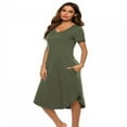 thumbnail image 3 of JUNWELL Women‘s Plus Size Long Lounger House Dress or Nightgown with Pocket  S-XXL, 3 of 8