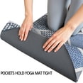 thumbnail image 3 of Blue Geometric Quatrefoil Pattern Hot Yoga Mat Towel Non Slip for Hot Yoga - Quick-Drying Yoga Mat Cover with 4 Corner Pockets with Travel Bag - Hot Yoga Towel Non Slip 70"x26", 3 of 6