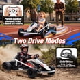thumbnail image 3 of Joyracer 24V Kids Electric Go Kart with Remote Control, 3 Speed Modes 5–10 MPH, 2 * 200W Motors, Metal Frame Ride on Toys Drift Kart for Big Kids, Music & Bluetooth, White, 3 of 9