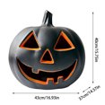 thumbnail image 2 of 17 Inch Halloween LED Pumpkin with Auto On Off Face for Indoor Outdoor Holiday Party Desktop Ornament Lighted Jack O, 2 of 4
