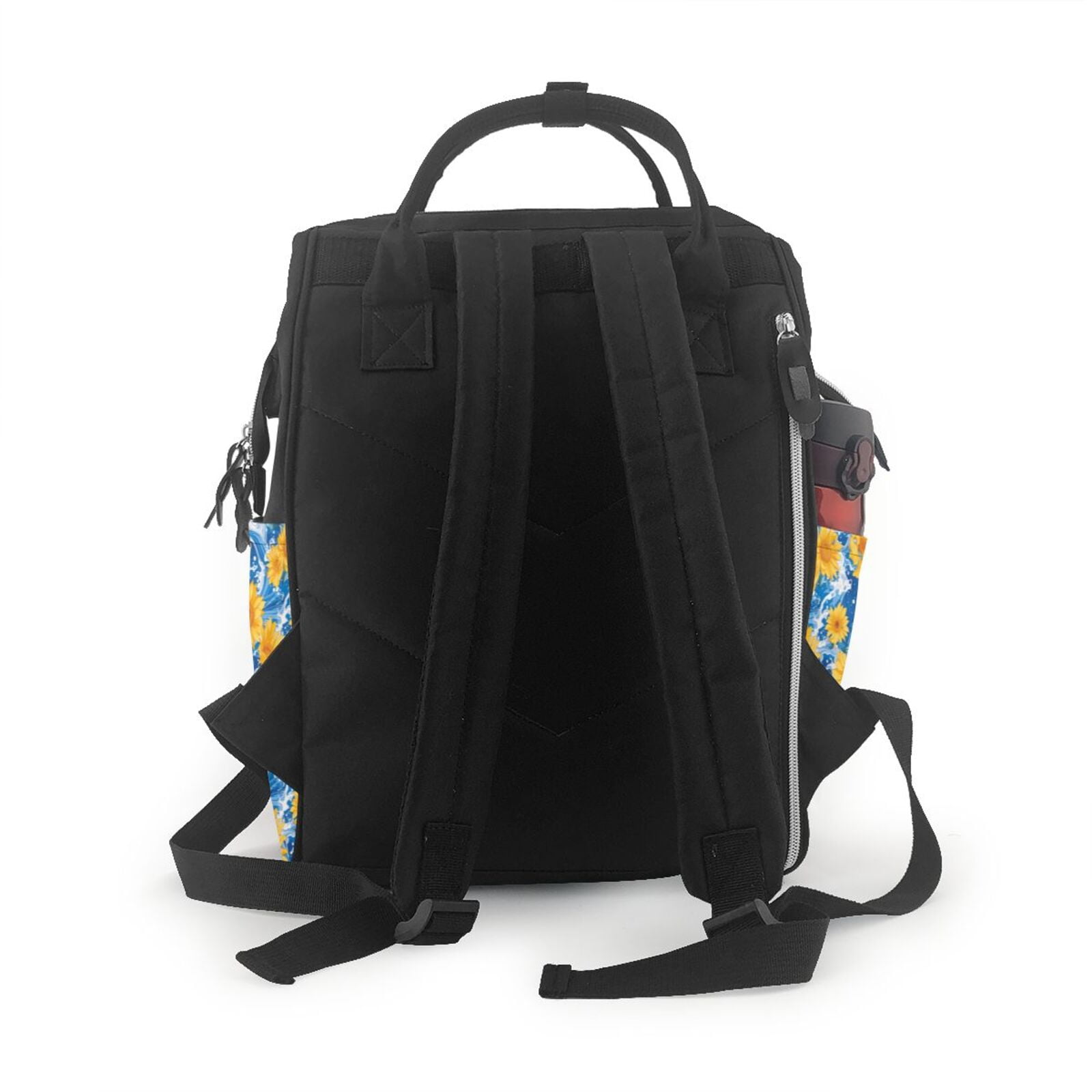 Fuzoiu Ocean Wave Sunflower Print Diaper Bag Backpack,Baby Essentials Travel Tote,Multi function Waterproof Diaper Bag, Travel Essentials Baby Bag - Unisex