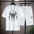 thumbnail image 4 of Conjunto deportivo informal de marca de moda de verano para hombre con pantalones cortos holgados de manga corta y cuello redondo, conjunto de dos piezas con diseño de gofre, conjunto de versión corea, 4 of 5