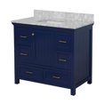 thumbnail image 3 of Paige 42" Bathroom Vanity with Royal Blue Cabinet and Carrara Marble Top, 3 of 6