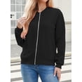 thumbnail image 5 of Women'S Zip Up Cardigan Sweater Hoodies Long Sleeve Jacket Outfits Crewneck Casual Coat Black XXL, 5 of 9