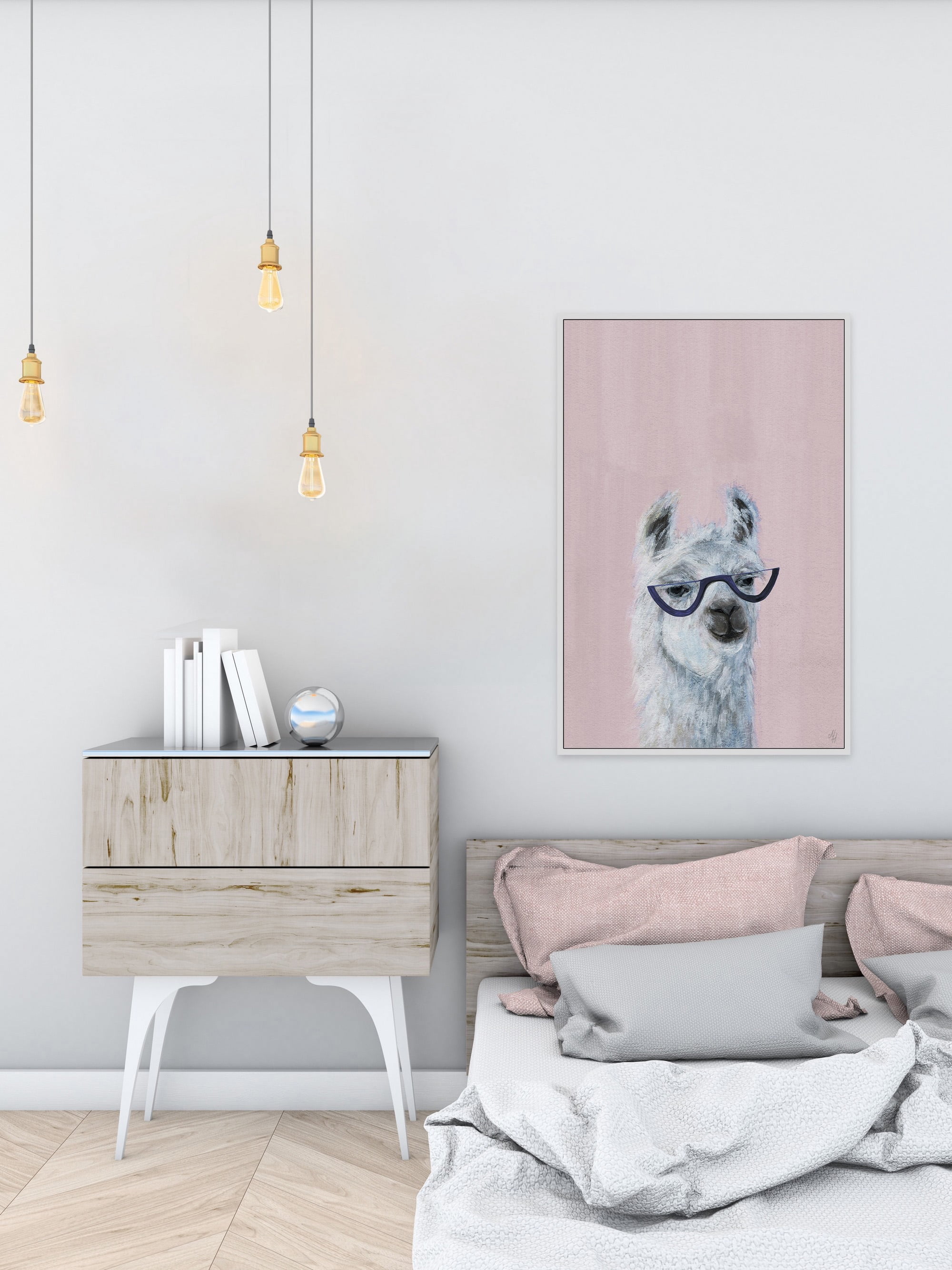 Studious Llama Floater Framed Painting Print on Canvas