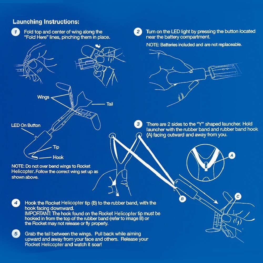 Buy Rocket Copter The Amazing Slingshot LED Helicopters 2pk As Seen