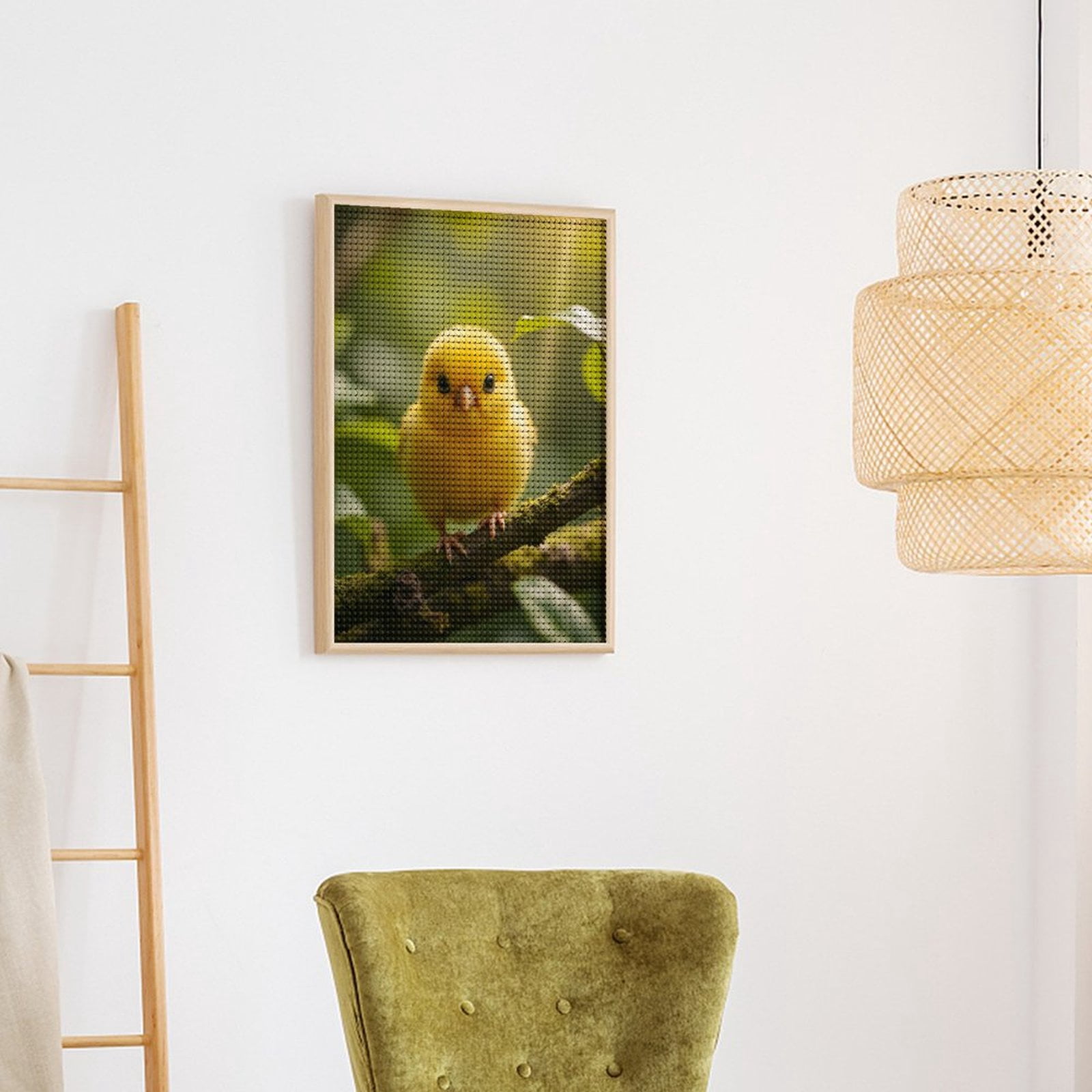 Diamond Art Kits for Adults, Small Yellow Bird Perched On Branch 5D Diamond Painting Kits for Adults Beginners, DIY Full Drill Diamond Painting, Gem Art and Crafts 12x16