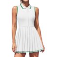 thumbnail image 1 of ATTRACO Robe de Tennis pour Femmes, Robe Polo Côtelée de Golf à Demi-Glissière, Robe d'Entraînement Plissée avec Short et Soutien-Gorge Intégrés, 1 of 8