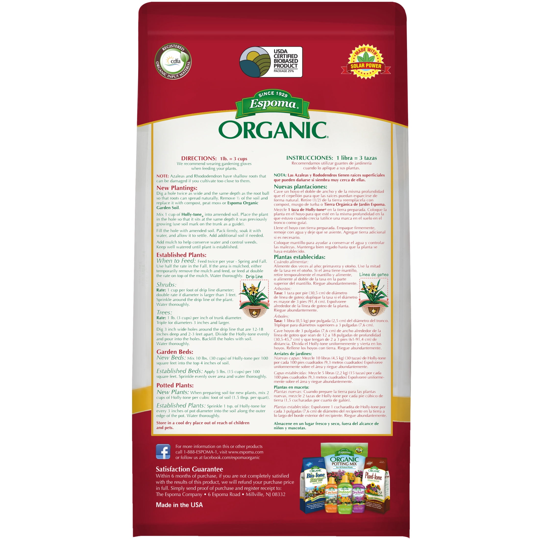 Espoma Organic Holly-Tone for Evergreen & Azalea Plant Food, 4-3-4 Fertilizer, 8 lb.
