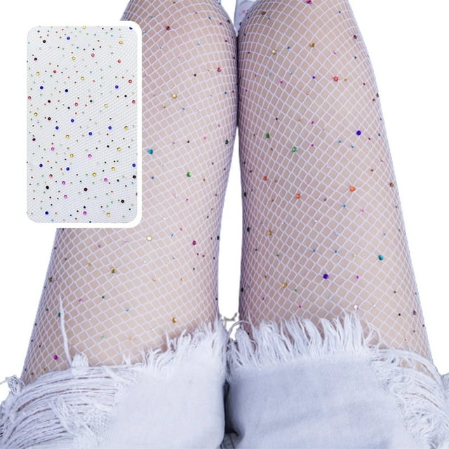 Collants Blancs, Lot de 2, Collants Aguichant pour Femmes, Bas-Collants avec Strass, Microfibre Acrylique Fine, Découpe, Bas Résille