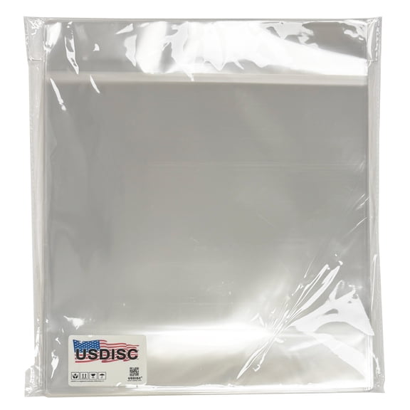 USDISC Record Outer Sleeves 12", LP, OPP, 2mil Sealable Flap, Clear, Sleeve Of 1000