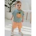 thumbnail image 4 of BemeyourBBs Baby Boys Halloween Outfits Pumpkin Pattern T-Shirt Andplaid Shorts, 4 of 8