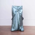thumbnail image 6 of Efavormart Dusty Blue Chair Covers for Party 40 PCS Universal Satin Self Tie Banquet Folding Wedding Chair Cover - Fit on Most Chairs - Easy Use & Machine Wash Slipcovers for Outdoor Events, 6 of 10