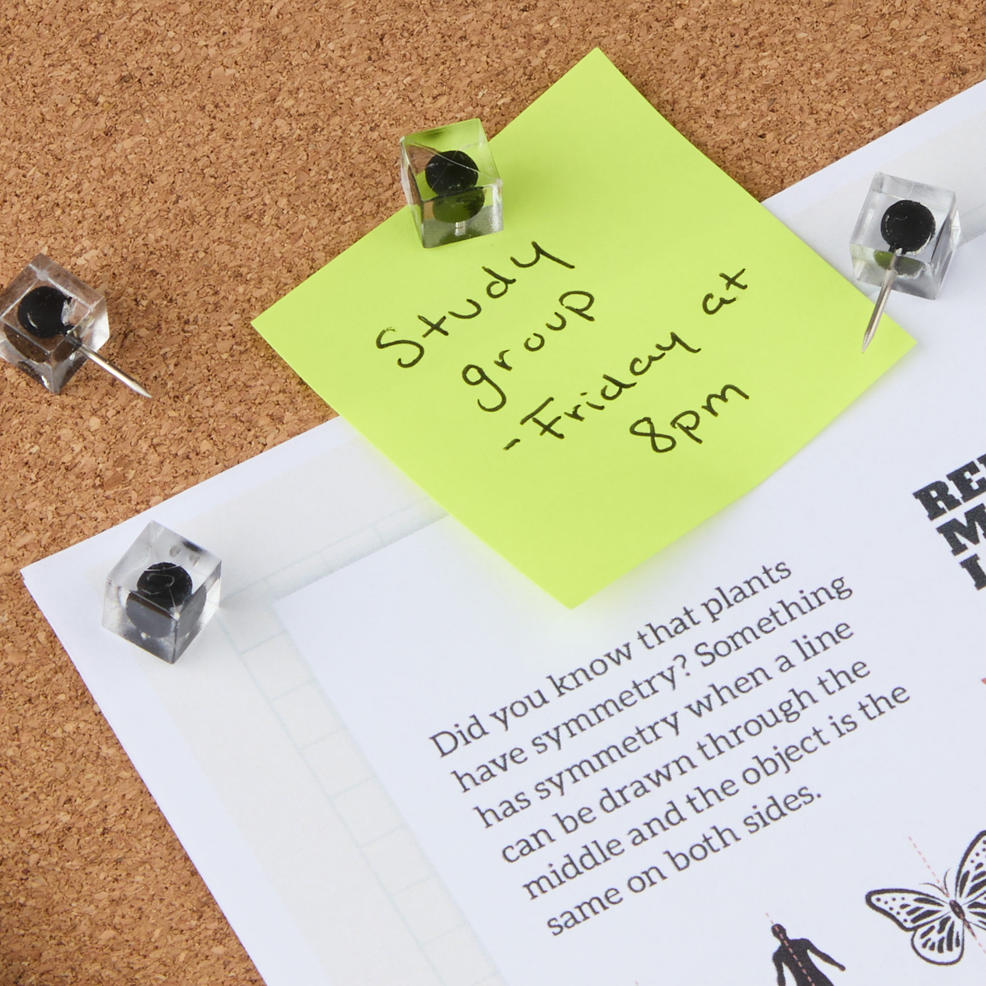 Pen + Gear Square Pushpins for Walls & Bulletin Boards , Black, Pack of 30