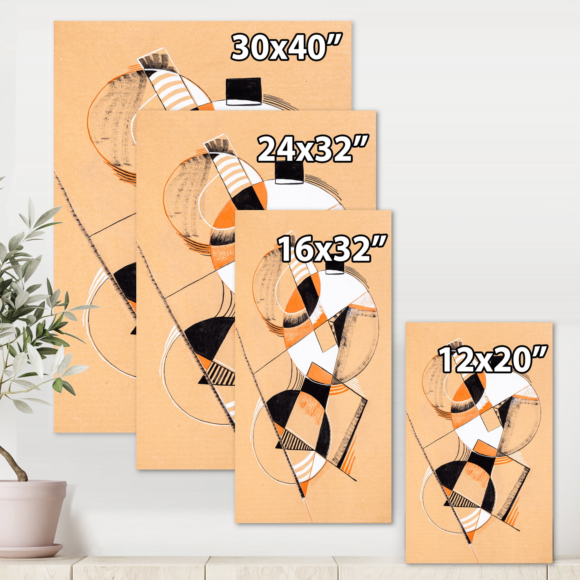 Abstract Compositions Of Colored Geometric V 12 in x 8 in Painting Canvas Art Print, by Designart