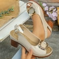 thumbnail image 4 of Hopeusnice High Heels Shoes for Women Open Toe Sandals Breathable Non-Slip Block High Heel Soft Trendy PU Materials Summer Shoes Women's High Heels Shoes Elegant Shoes Beige 41, 4 of 9