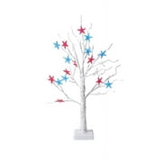 4Th Of July Patriotic Decor Tree with 24 Red White Blue LED Star Lights, USB/Battery Operated Light