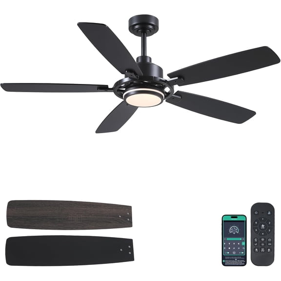 42 Inch Low profile Ceiling Fans with Lights and Remote, Modern Flush Mount Ceiling Fan Light Fixture for Bedroom with 5 Blades, 6 Speeds, Timing, Dimmable 3 Light Colors
