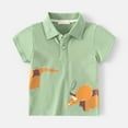 thumbnail image 2 of Wxirdiow Kids Dress Shirts Toddler Baby Boys Girls Embroidery Polo Shirt Print Short Sleeve Lapel Button Down Shirts Summer Clothes Light Green Size,1-2 Years, 2 of 4