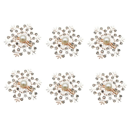 

Sanwood Napkin Ring 6Pcs/Set Exquisite Napkin Ring Visual Effect Alloy Creative Snowflake Shape Napkin Clip for Kitchen