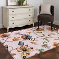 thumbnail image 3 of Pink Spring Floral Area Rugs 3'x5', Washable Small Throw Rugs for Living Room Bedroom, Summer Botanical Vintage Birds Indoor Outdoor Rug Non-Slip Low Pile Carpet Runner Reversible Floor Mats, 3 of 8