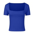 thumbnail image 4 of Sports Bras for Women 's Square Neck Tops Short Sleeve Shirts Going Out Tops 2024 Sports Bras for Women High Support,Blue,XS, 4 of 5