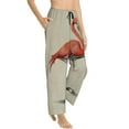 thumbnail image 2 of Uemuo Flamingo Sitting On Chair Pattern Women's Wide Leg Palazzo Lounge Pants with Pockets Light Weight Loose Comfy Casual Pajama Pants-Small, 2 of 9