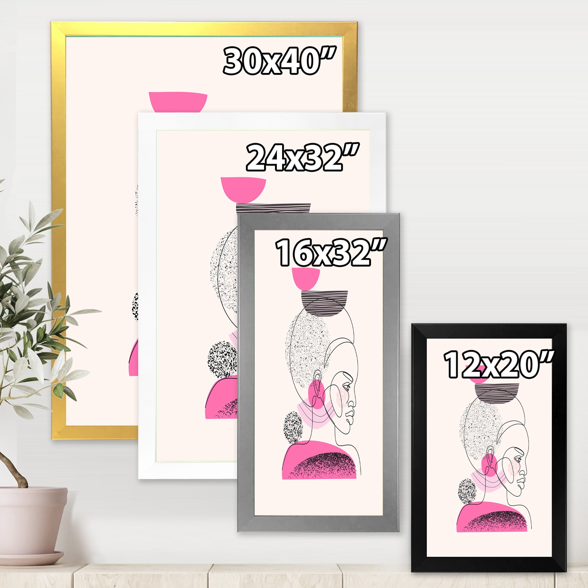 Designart 'One Line Portrait of Afro American Women V' Modern Framed Art Print