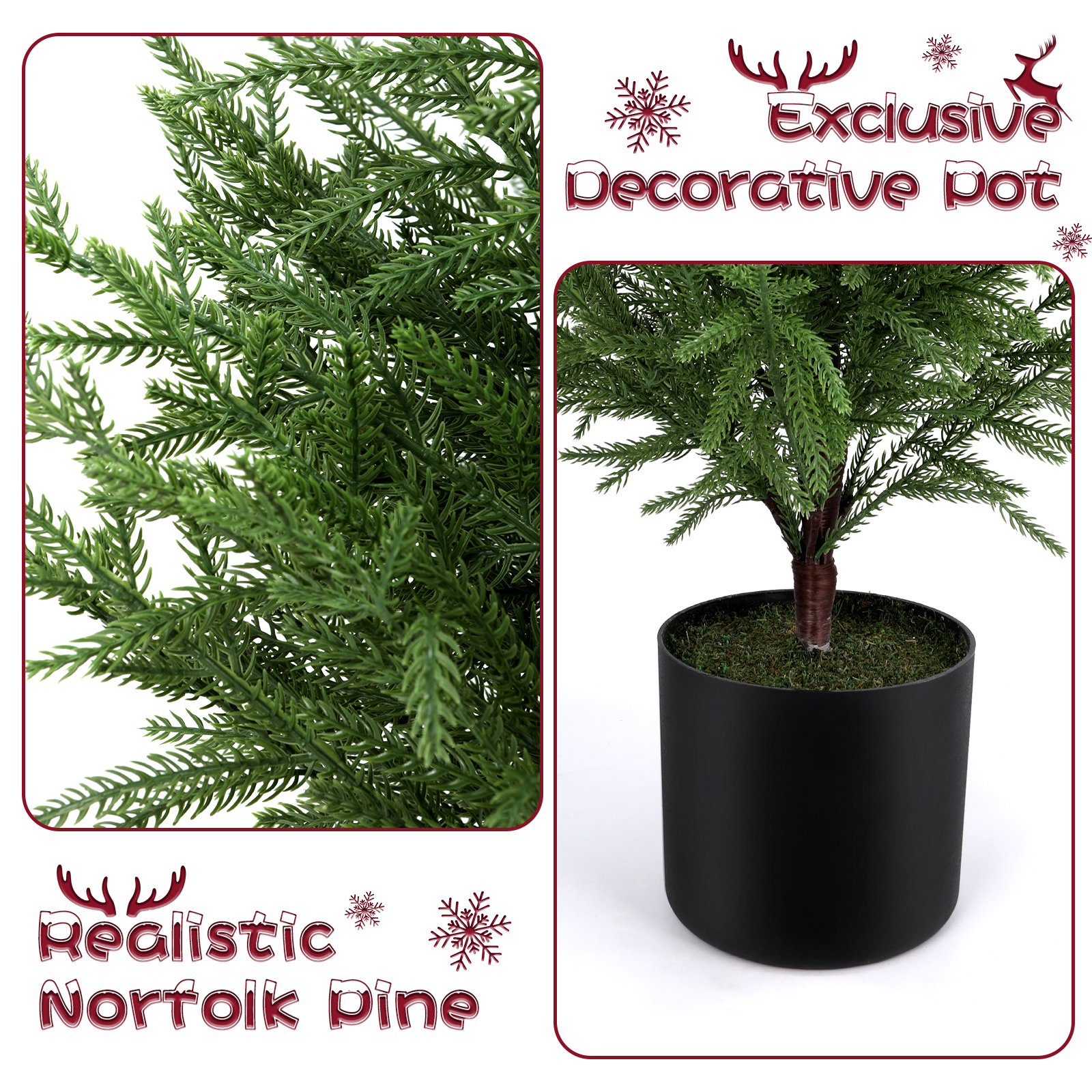 ENVEN 2ft Pre-Lit Norfolk Pine Artificial Tree photo 3