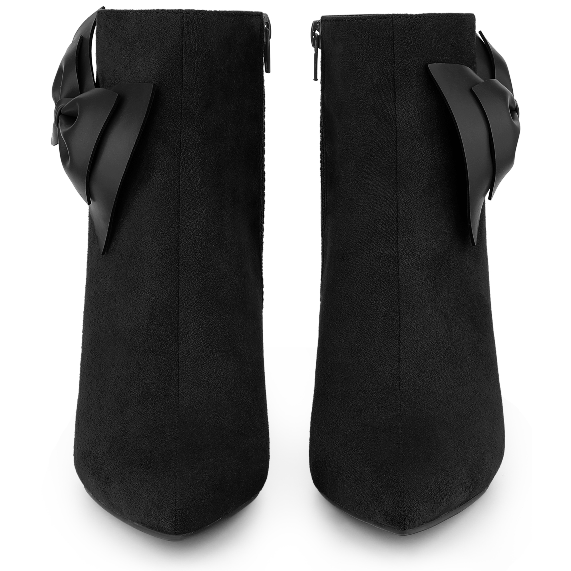 DARING DIVA Women's Pointy Toe Bow Stiletto Heel Ankle Boots Black US 9