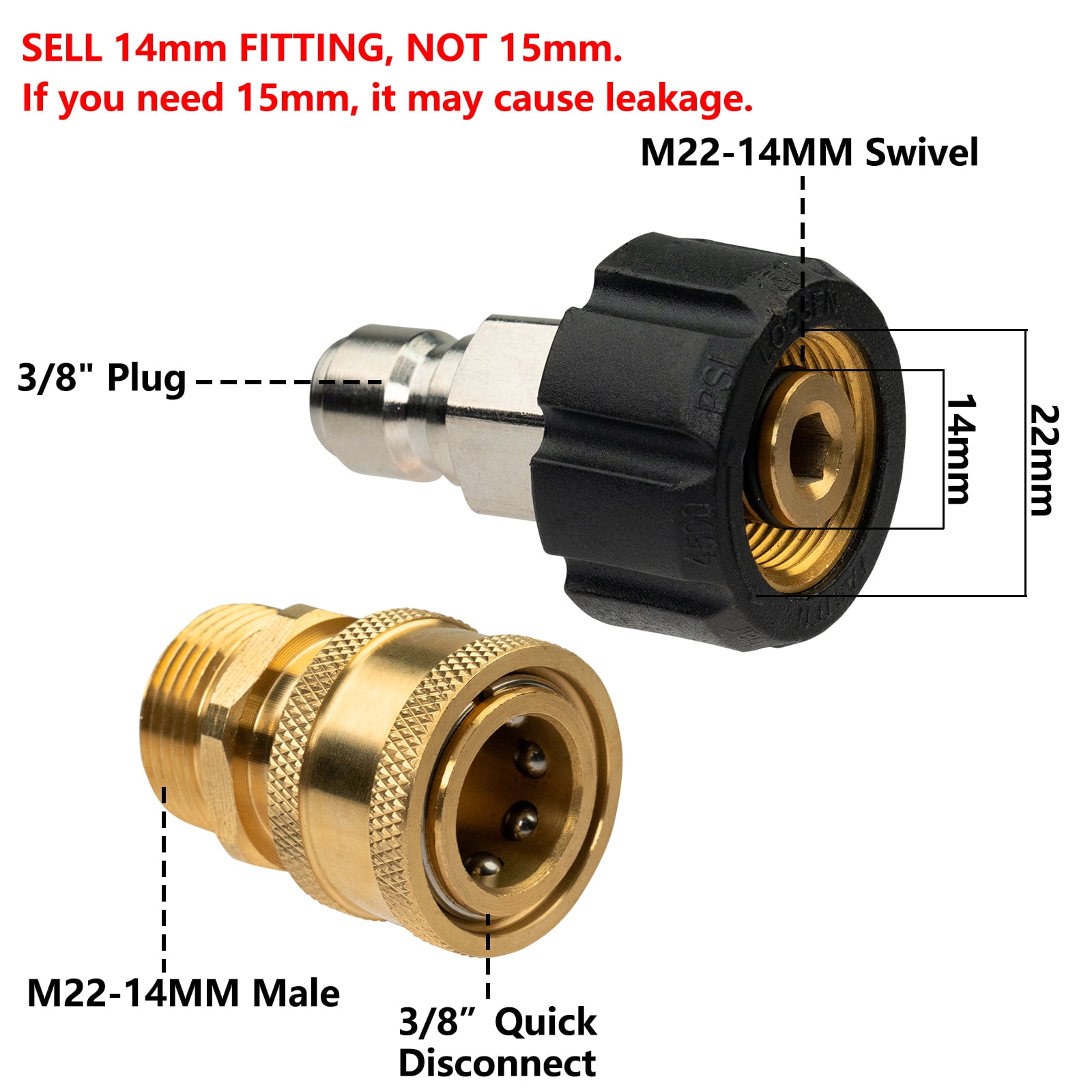 8Pcs Pressure Washer Adapter Set,Quick Disconnect Kits,0.55-inch Quickly Connect Swivel to 3/8'' Connect Fittings,3/4" to Quick Release