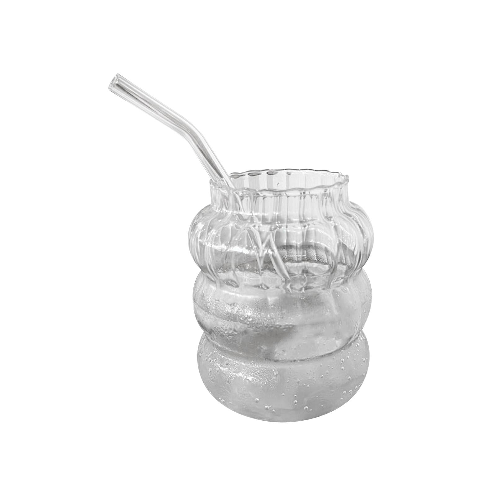 kowaku 3X Glass Sippy Cup with Straw Iced Coffee Cup for Travel Home Kitchen