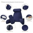 thumbnail image 7 of Clara Clark Bed Rest Reading Pillow with Arms and Pockets - Premium Shredded Memory Foam TV Pillow, Detachable Neck Roll & Lumbar Support Pillow, Large, Navy Blue, 7 of 7
