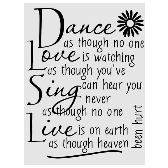 PVC Wall Sticker Dance Love Sing Live Quote Flower Decal Home Bedroom Decor Black