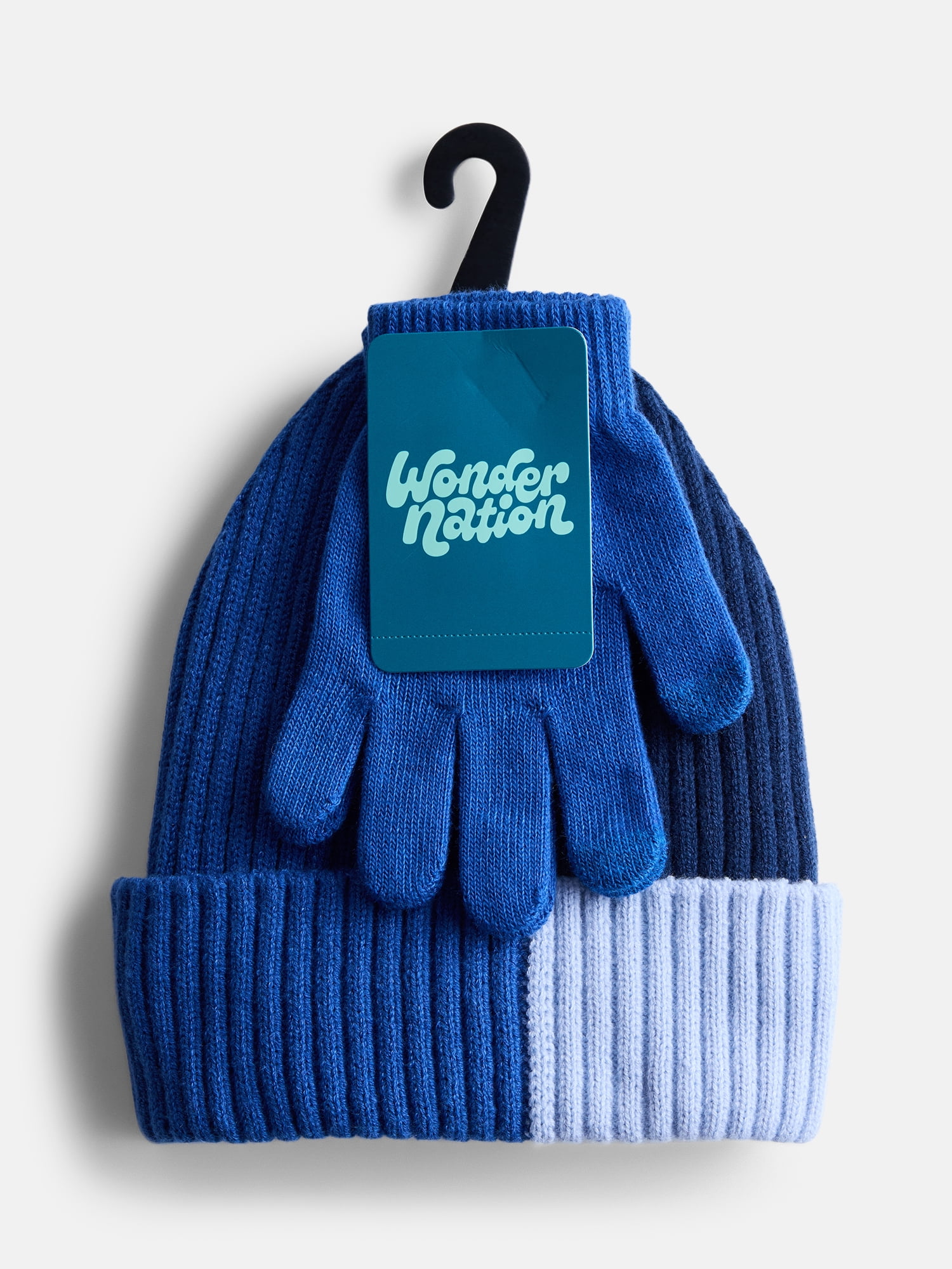 Wonder Nation Kids' Colorblocked Beanie Hat and Gloves Set, 3- Piece