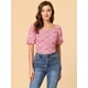 thumbnail image 2 of Tops Florales Estilo Campesino Con Mangas Abullonadas Y Cuello En Forma De Corazón De Pradera Para Mujer Rosa S, 2 of 4