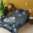 thumbnail image 4 of Ambesonne Winter Fitted & Top Sheet Set with Shams, Moon at Night in Forest, Black and Blue, 4 of 8