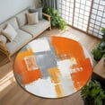 thumbnail image 3 of Burnt Orange Grey 6ft Round Rug, Oil Painting Smear Modern Abstract Art Non-Skid Rubber Backing Large Area Rugs - Living Room Bedroom Home Office, Indoor Floor Mat Carpets Washable Rug, 3 of 9
