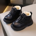 thumbnail image 3 of Leather Boots Boys Girls Autumn Winter Fashion British Style Handsome Casual All-Match Comfortable Simple Side Zipper Design Plus Velvet Warmth Non-Slip Short Boots, 3 of 7