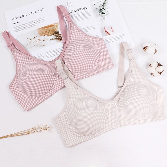 FRCOLOR Convenient Feeding Bra Plaid Bra Pregnant Woman 95B