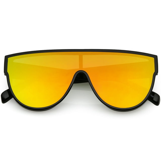 Oversize Flat Top Shield Aviator Sunglasses Mirror Mono Lens 68mm ...