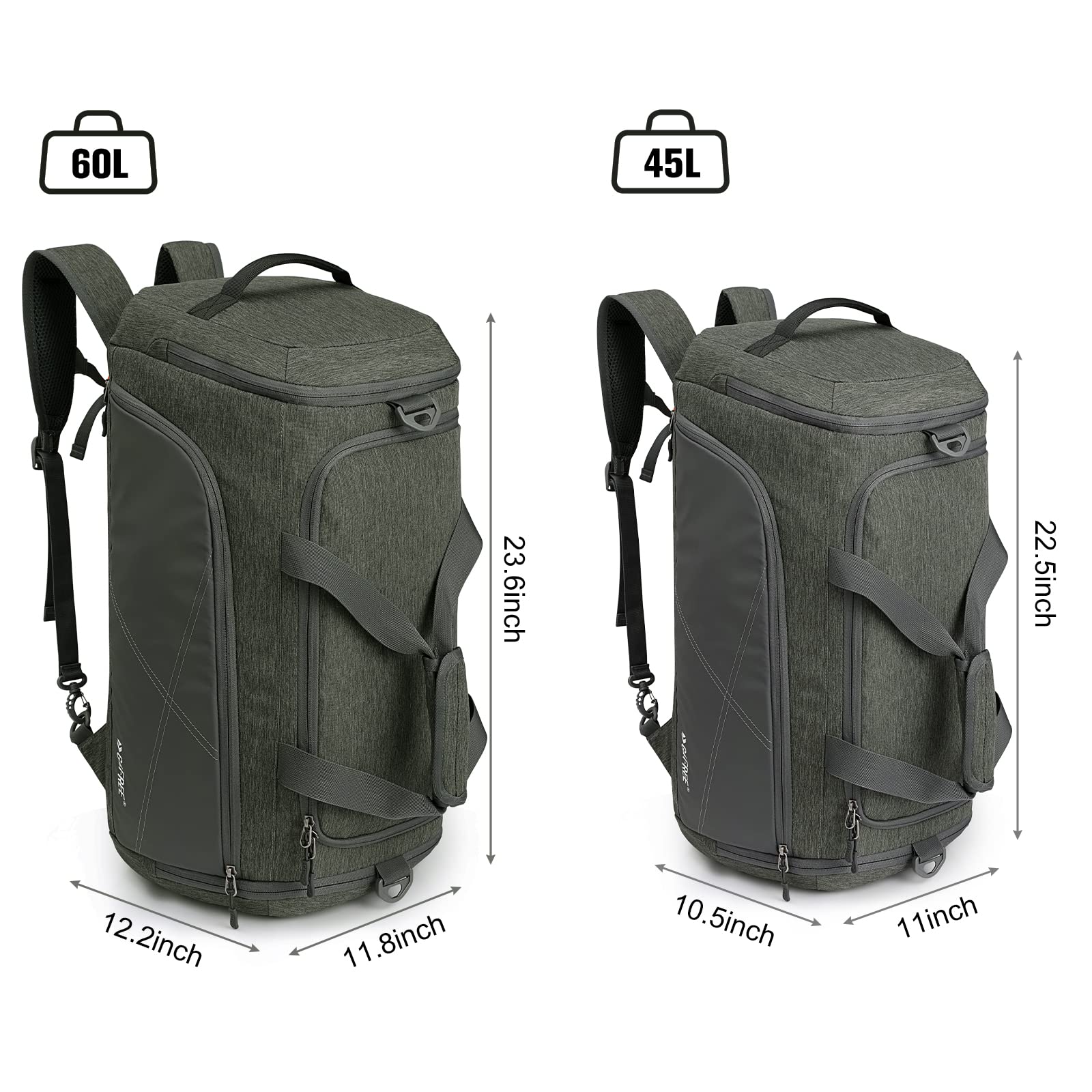 G4Free Sports Travel Duffel Bag 45L/60L with Shoe Compartment and Wet Pocket for Men and Women
