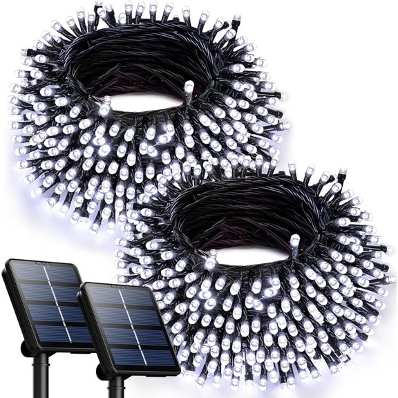 Cadena de luces solares OZS, 2 unidades, 240 LED, 29 m, impermeables para exteriores